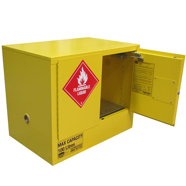 Flammable Liquid Storage Cabinet - 100L - one door open