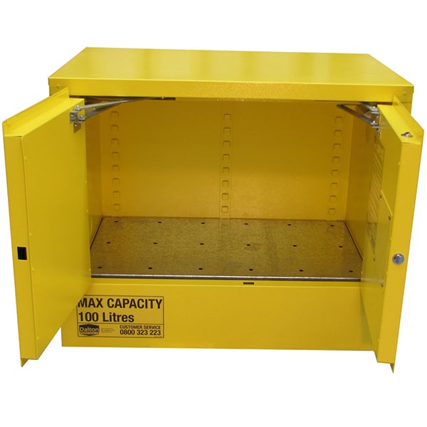 Flammable Liquid Storage Cabinet - 100L - two doors open