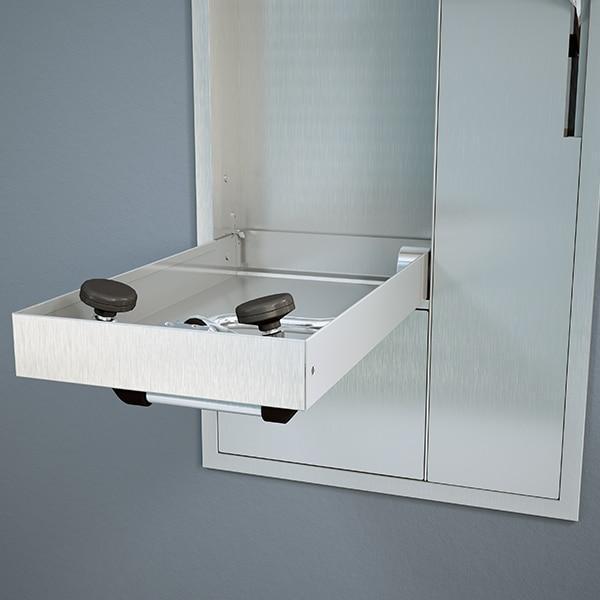 Recessed Safety Station with Drain Pan, Exposed Shower Head - Open